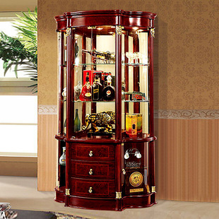 European-Style Wine Cabinet, Living Room Display Cabinet, Luxury Decorative Cabinet, Double-Door Glass, Multi-Functional, High-End French-Style Cabinet