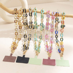 跨境新款亞克力混彩串珠掛鏈長款斜跨手機鏈掛件手機配飾鏈條