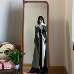 长款风衣外套女法式假两件2025秋季新款设计感小众宽松时尚感大衣