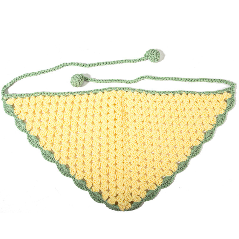 Francia cereza toallas triangulares mujeres primavera y otoño viajes padres-hijos gancho de punto flores hueco pañuelo de arte correa de pelo gorro