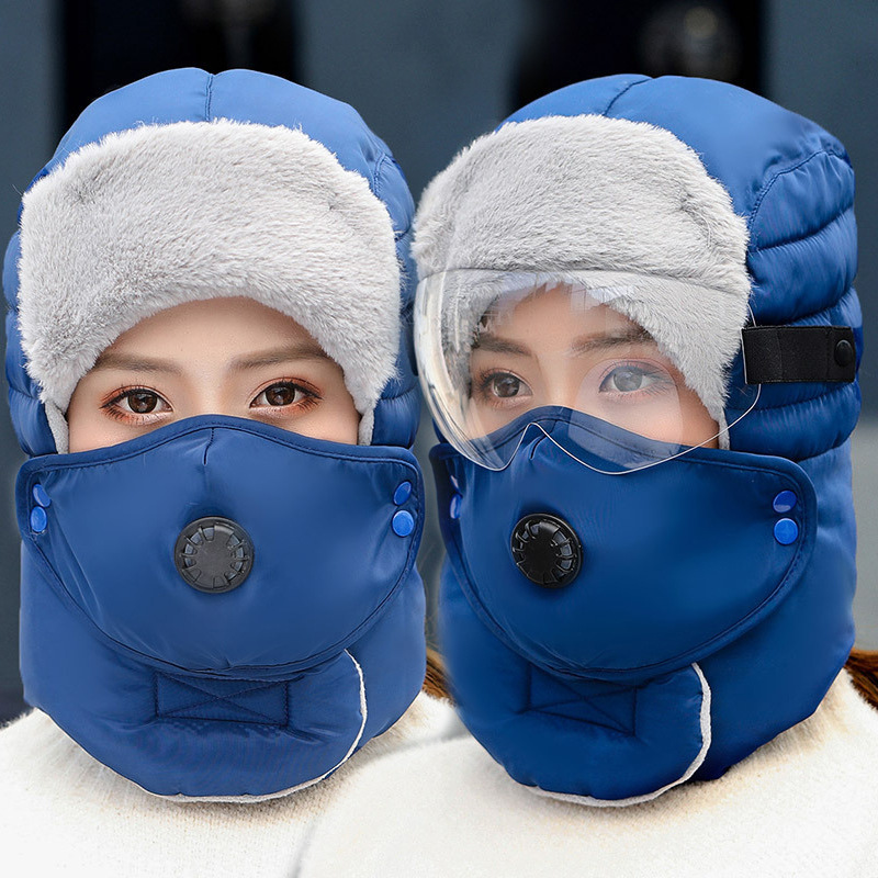 Trapper Hats Winter outdoor men's and women's wind protection ear protection face Lei Feng hat Winter goggles thickened cold hat warm cotton hat_voghion.com