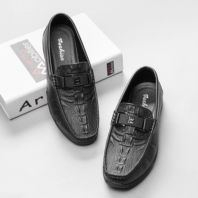 Бобовые ботинки Мужские кожаные ботинки с рисунком крокодил мужские высококачественные бизнес-повседневные чехлы для обуви Lefu нога ленивая обувь