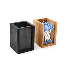 笔筒棉签收纳黑色原木色桌面组合可拆卸透明亚克力竹木多功能文具