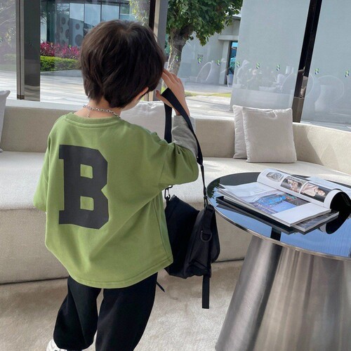Children's pure cotton T-shirt spring and autumn set boy long sleeve two-piece casual top boy baby round neck stylish clothes