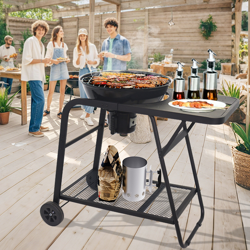 Horno de manzana americano de 22 pulgadas con cubierta Estufa de baloncesto multifuncional al aire libre Estante de barbacoa de carbón americano transfronterizo