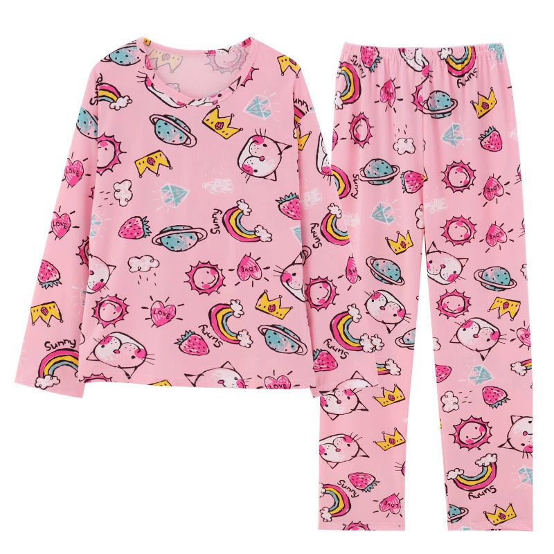 Spring pijama, cute long-sleeve for elementary school students, cartoon set for leisure, Korean style