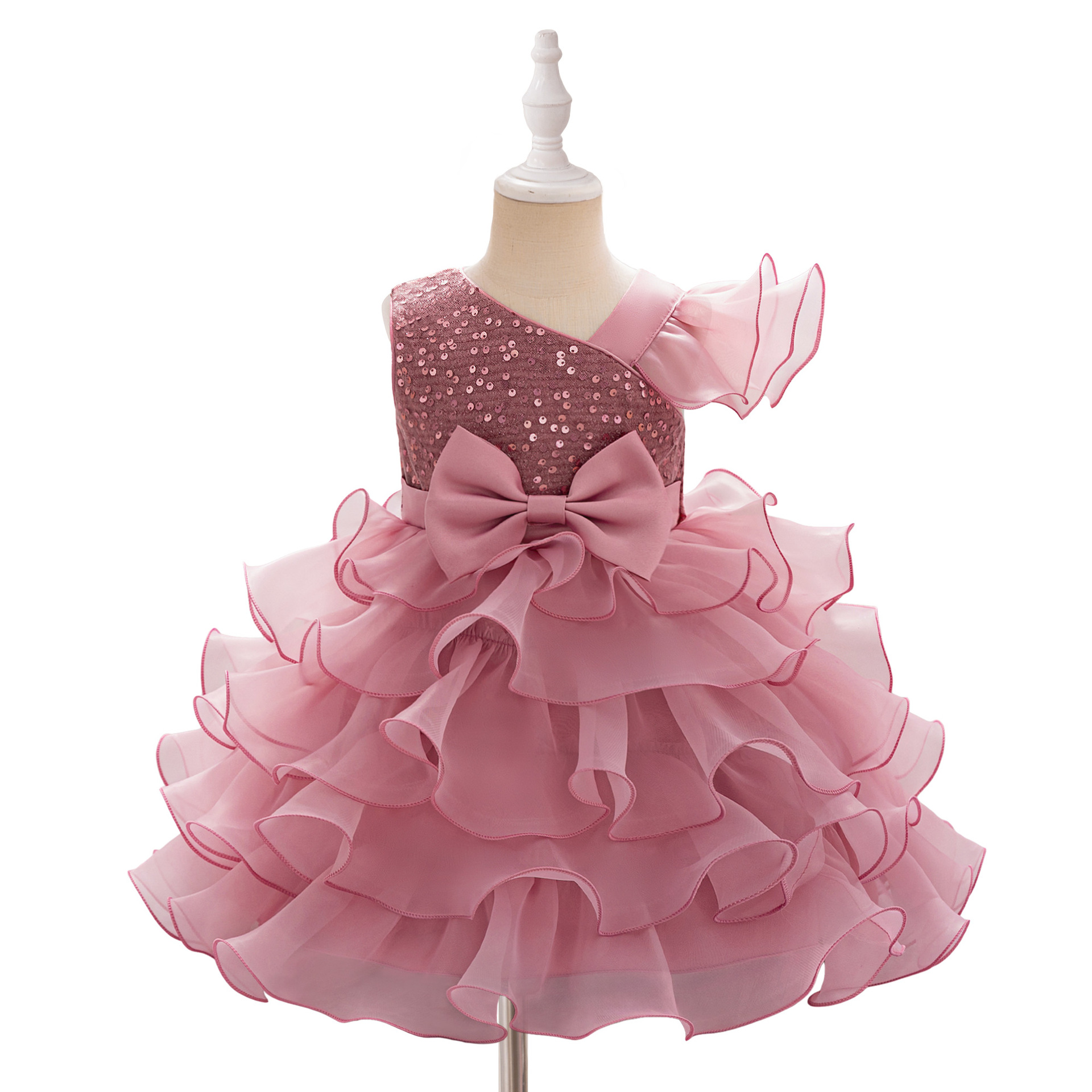 Niños pequeños y medianos nuevos vestidos de aniversario de bebés europeos y estadounidenses, vestido de princesa, pastel, vestido de fiesta de cumpleaños de estilo occidental