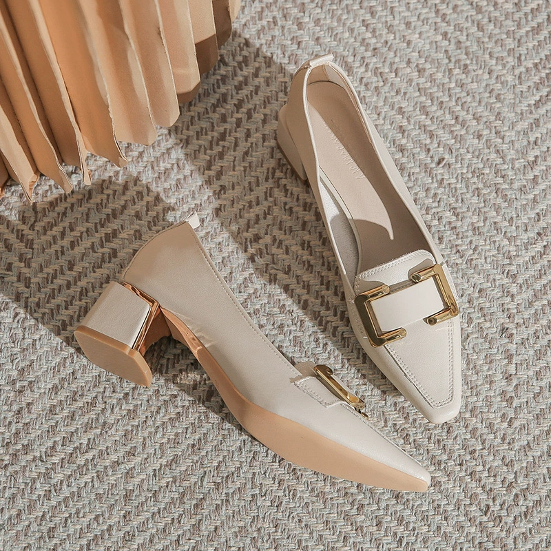 Женская Осенняя Новая рабочая обувь на толстом каблуке 530-9 см в стиле ретро, маленькая квадратная французская мягкая кожаная обувь