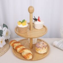竹木中式蛋糕点心架甜品高脚展示架酒店宴会茶歇水果盘下午茶摆台