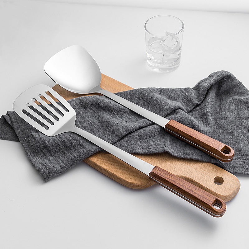 Espátula de acero inoxidable, cuchara de cocina, fideos de cocina, espátula para freír, espátula para el hogar, colador, juego de cuchara para sopa