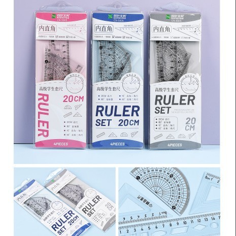 工場卸売新しいクリエイティブ透明定規学生定規三角プレート試験絵画 4 ピース定規卸売|undefined