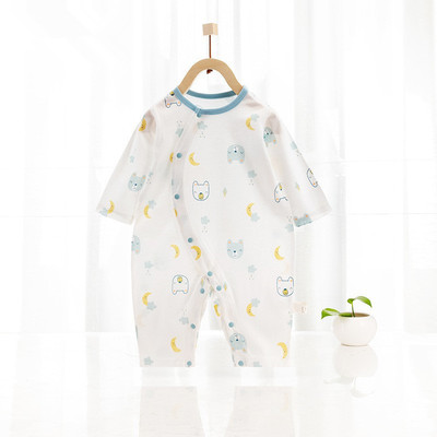 婴儿春夏长袖连体衣男女宝宝新款哈衣新生儿春夏空调服爬爬服|ru