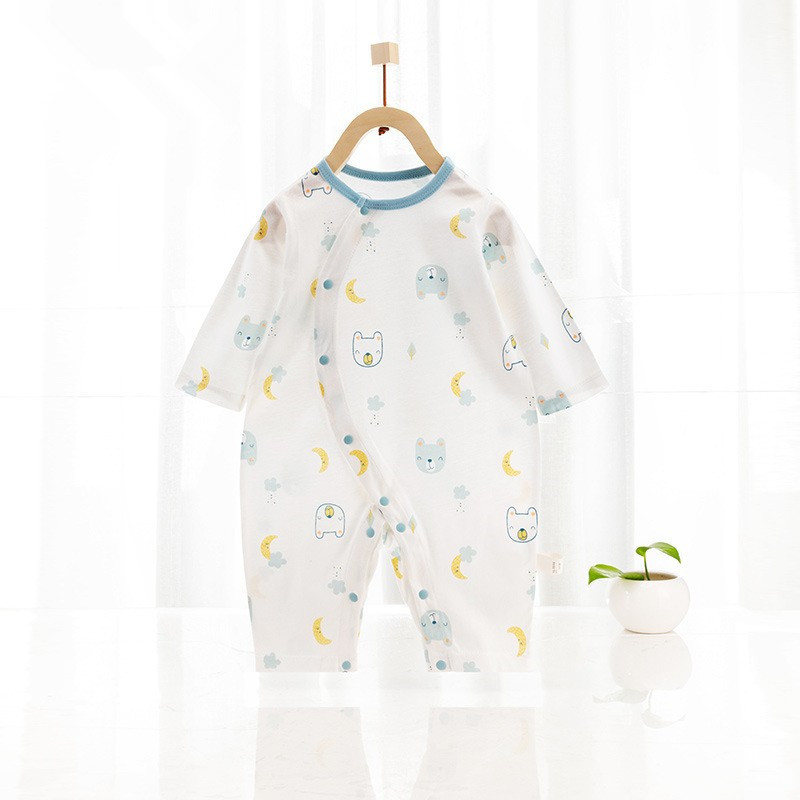 婴儿春夏长袖连体衣男女宝宝新款哈衣新生儿春夏空调服爬爬服|ru