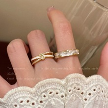 温柔绽放~鸢尾蝴蝶锆石开口戒指女款中古小众设计食指戒时尚指环