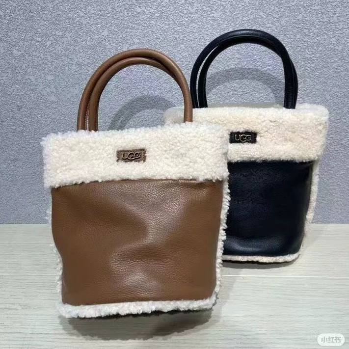 Зимние угги, сумка-корзина на одно плечо