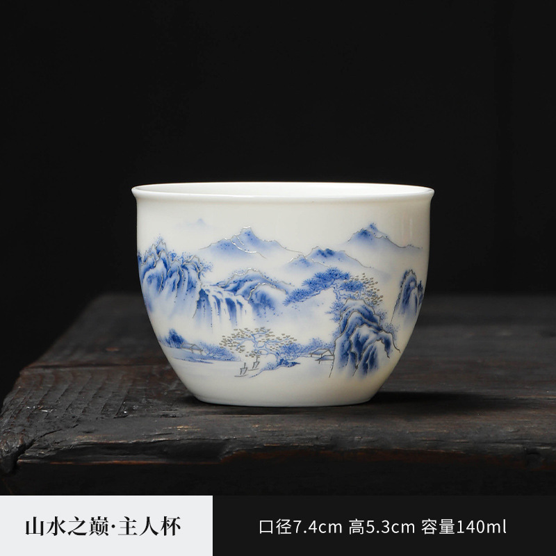 羊脂翡翠磁器金縁ティーカップカンフーティーカップセラミックマスターカップシングルカップ家庭用ティーカップ徳化白磁ティーカップ|undefined