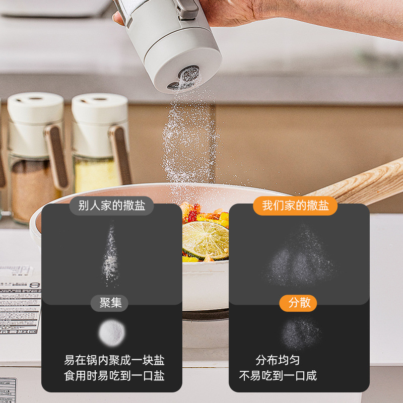 定量塩シェーカー調味料ボックスガラスキッチン調味料瓶防湿密封調味料瓶家庭用塩シェーカー調味料ボトルセット|undefined