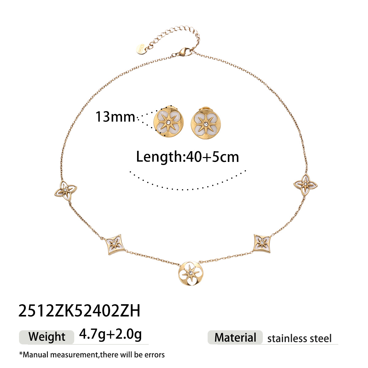 Collar de acero inoxidable de lujo ligero y de alta calidad de moda estrella blanca cadena de clavícula para mujeres joyerías transfronterizas en venta caliente