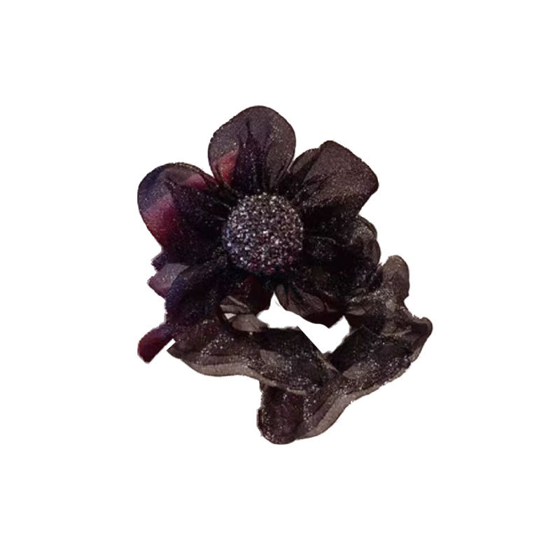 Hilo de malla coreano flor intestino grueso anillo para el cabello femenino 2025 nuevo estilo de alta gama baja cola de caballo cuerda para el cabello cuerda para el cabello accesorios para el cabello