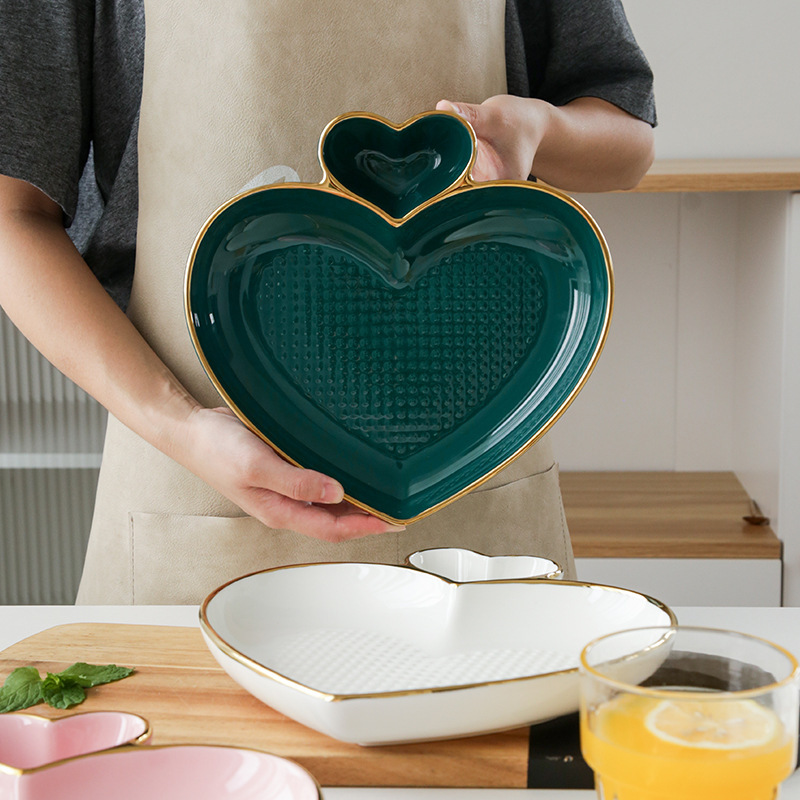 Nordic Love Dumpling Plate with Vinegar Dish Restaurant Household Dielectric Plate Anti-stick Bottom Ceramic Dumpling Plate Breakfast Plate Nordic Love Dumpling Plate with Vinegar Dish Restaurant Household Dielectric Plate Anti-stick Bottom Ceramic Dumpling Plate Breakfast Plate