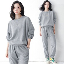 薄款/加绒 华夫格运动服卫衣套装女士春秋新款时尚冬季休闲两件套