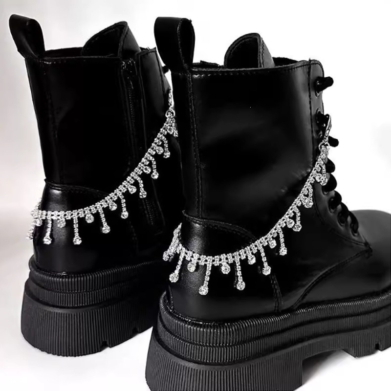 Light Luxury Rhinestone Chain Canvas Shoes, Martin Boots Accessories, Rhinestone Shoe Chain, Clothing and Bag Accessories, Rhinestone DIY Parts 1