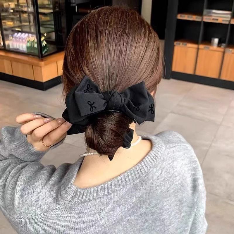 Otoño y invierno gris gran broche de arco tocado de alta sensación no lastimar la cabeza detrás de la cabeza broche de cabeza