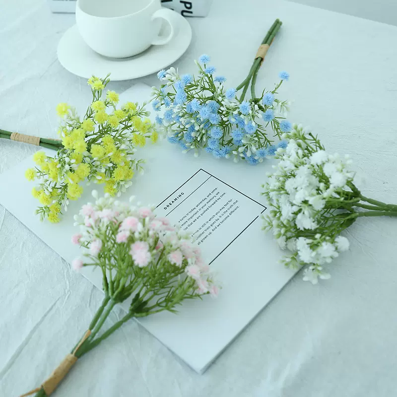 3枝扎软胶满天星把束手捧假花家居婚庆装饰摆件高级感成品仿真花