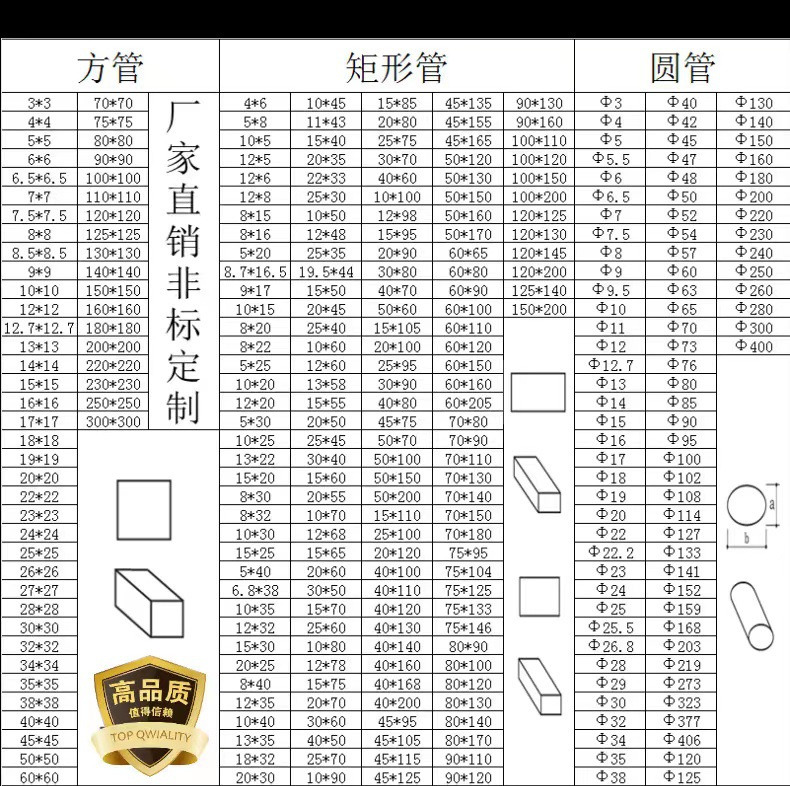 201不锈钢大圆管304不锈钢方管316l不锈钢扁管矩形管方通非标加工