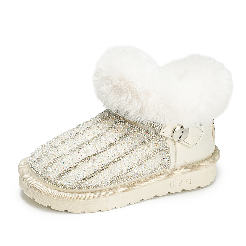 Botas de nieve de niñas 2025 invierno nuevo calentamiento de lana zapatos de algodón de niñas zapatos de lana para niños botas de algodón gruesas