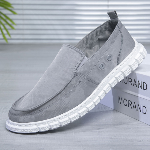Summer canvas men's shoes, breathable thin ice silk old Beijing cloth shoes, men's slip-on casual shoes