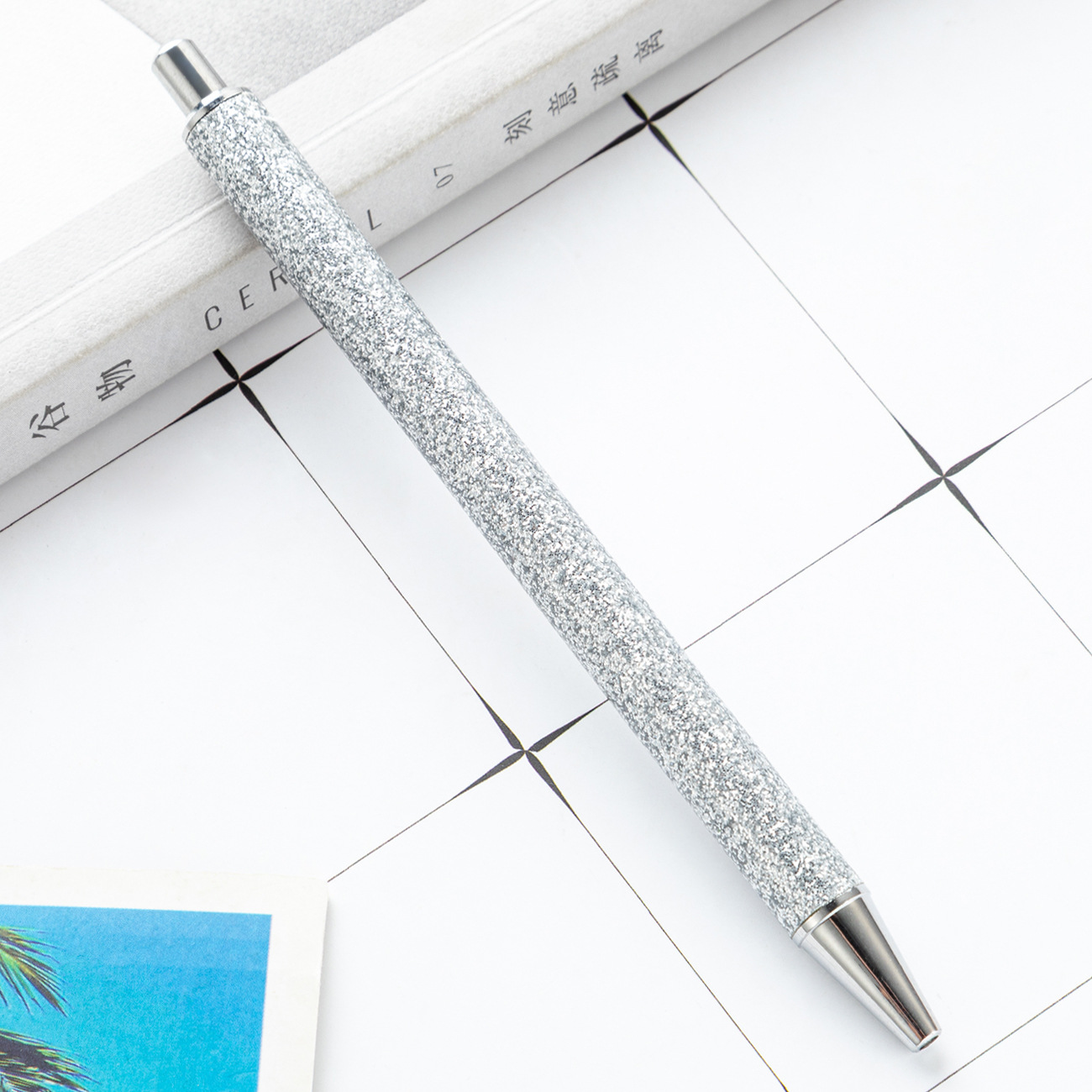 Presione el bolígrafo de polvo de oro al por mayor prepucio pu Glitter pen logotipo imprimible creativo multicolor Bolígrafo De Metal