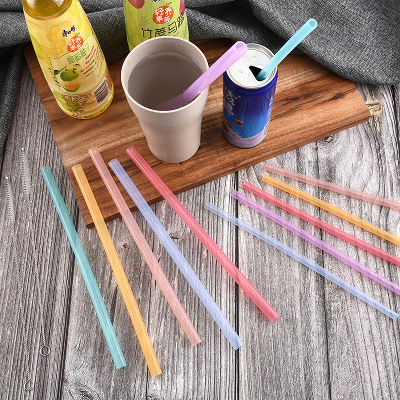 [6 PCS Transparent Silicone Straws Reusable Food Grade]