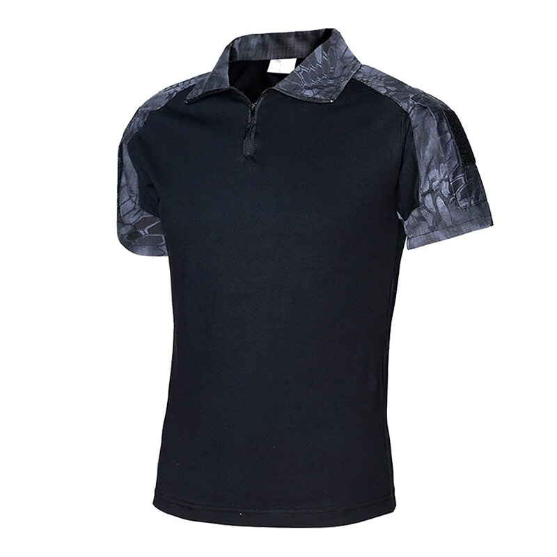 Cross-Border Men's Frog Suit Camouflage Summer Short-Sleeved T-Shirt Stand-Up Collar Sports Clothing Outdoor Leisure Sports Tactical Shirt