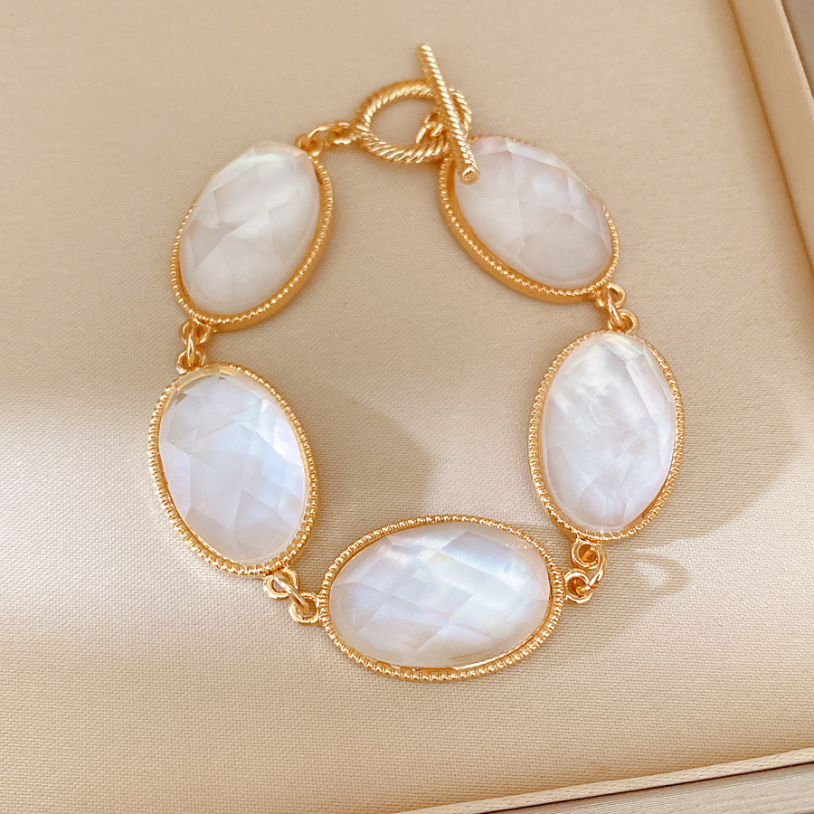 Medieval resina vintage oval corte brazalete OT pulsera ligera de lujo nicho pulsera estilo retro joyas personales