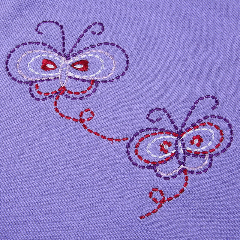 hit color butterfly embroidery round neck ribbed T-shirt Nihaostyles wholesale clothing vendor NSSSN75237