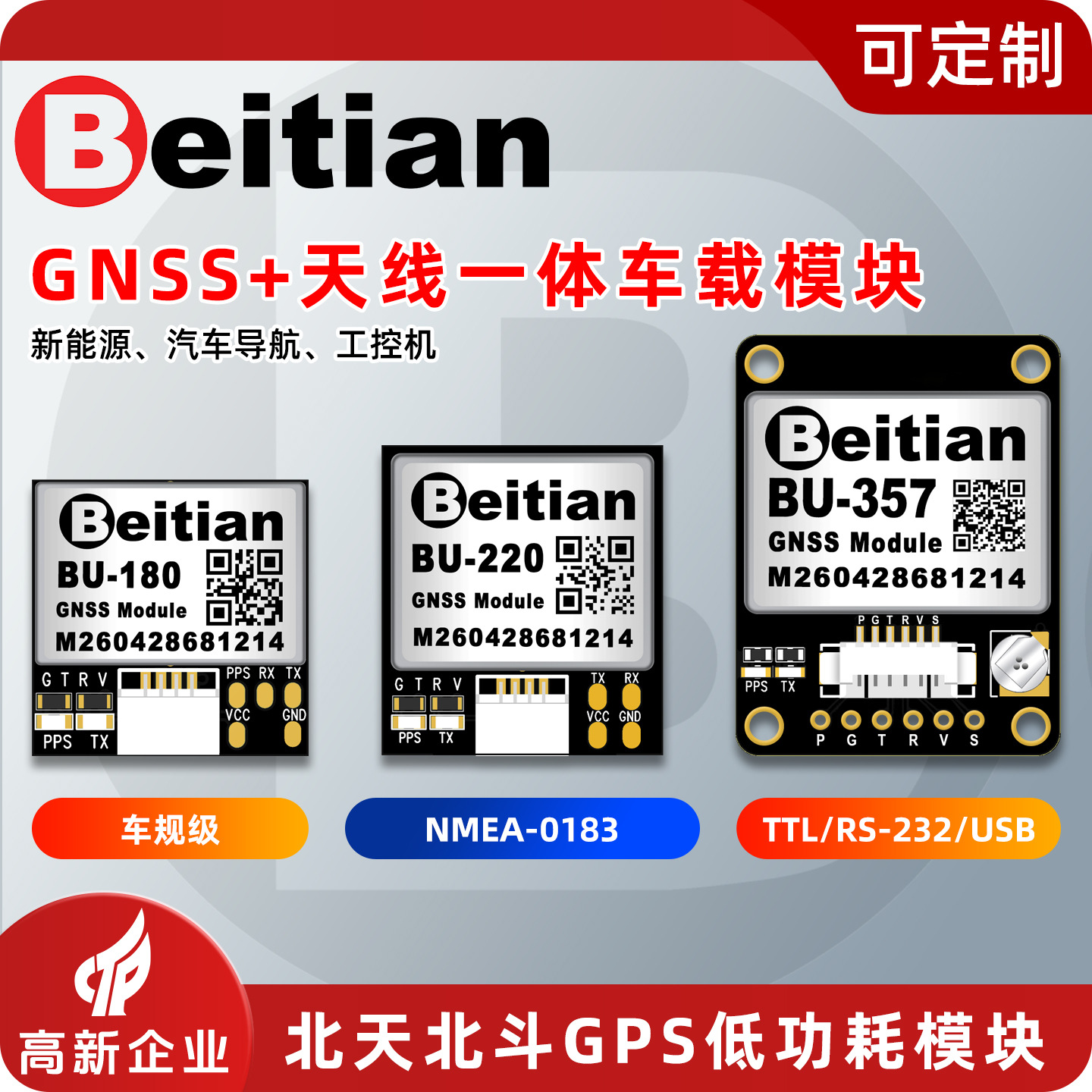 北天GNSS车规级北斗GPS定位模块车载导航行车记录仪工控机BU-220