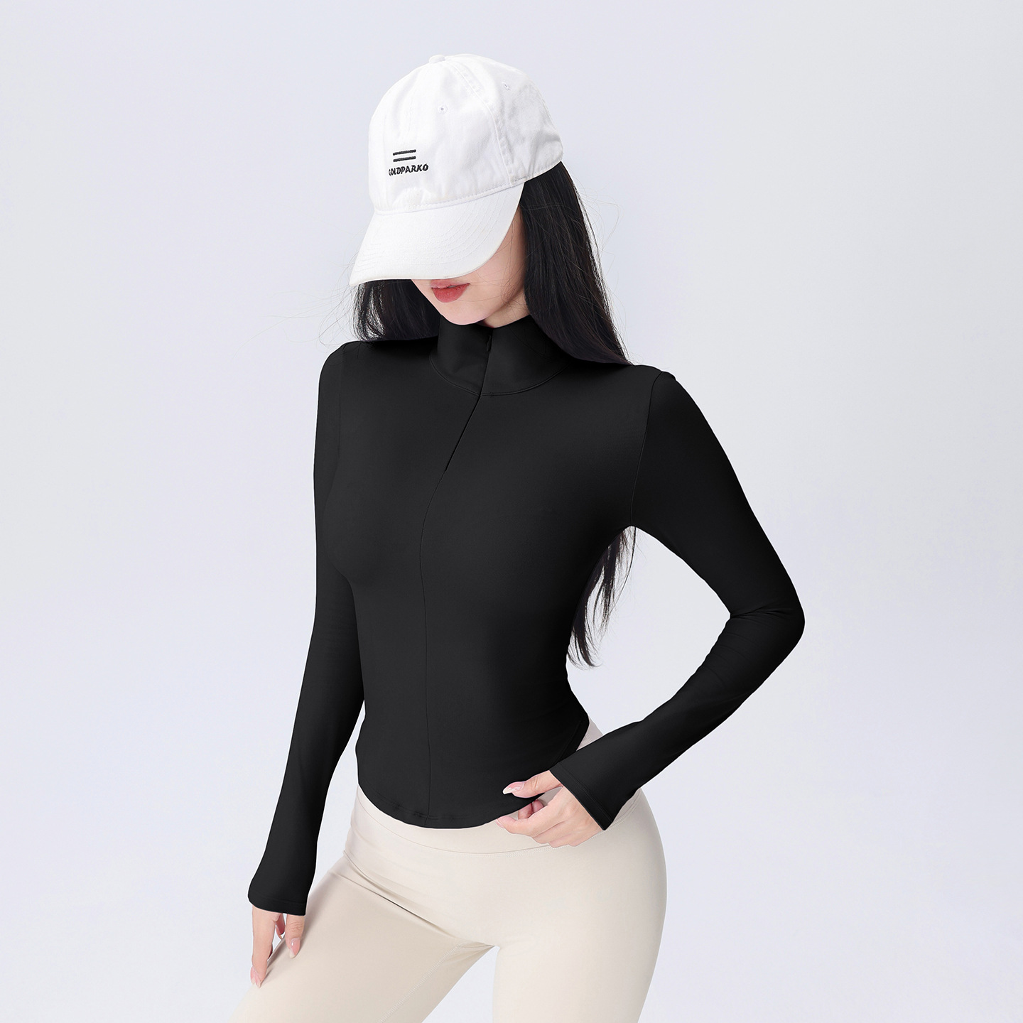 Mujeres de acondicionamiento de otoño camiseta de mangas largas con cremallera para correr y montar pilates camiseta de yoga