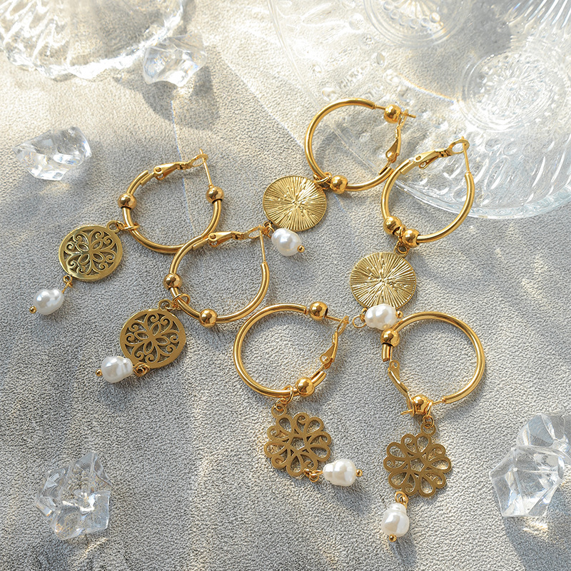 geometric creative design fashionable earrings pearl
