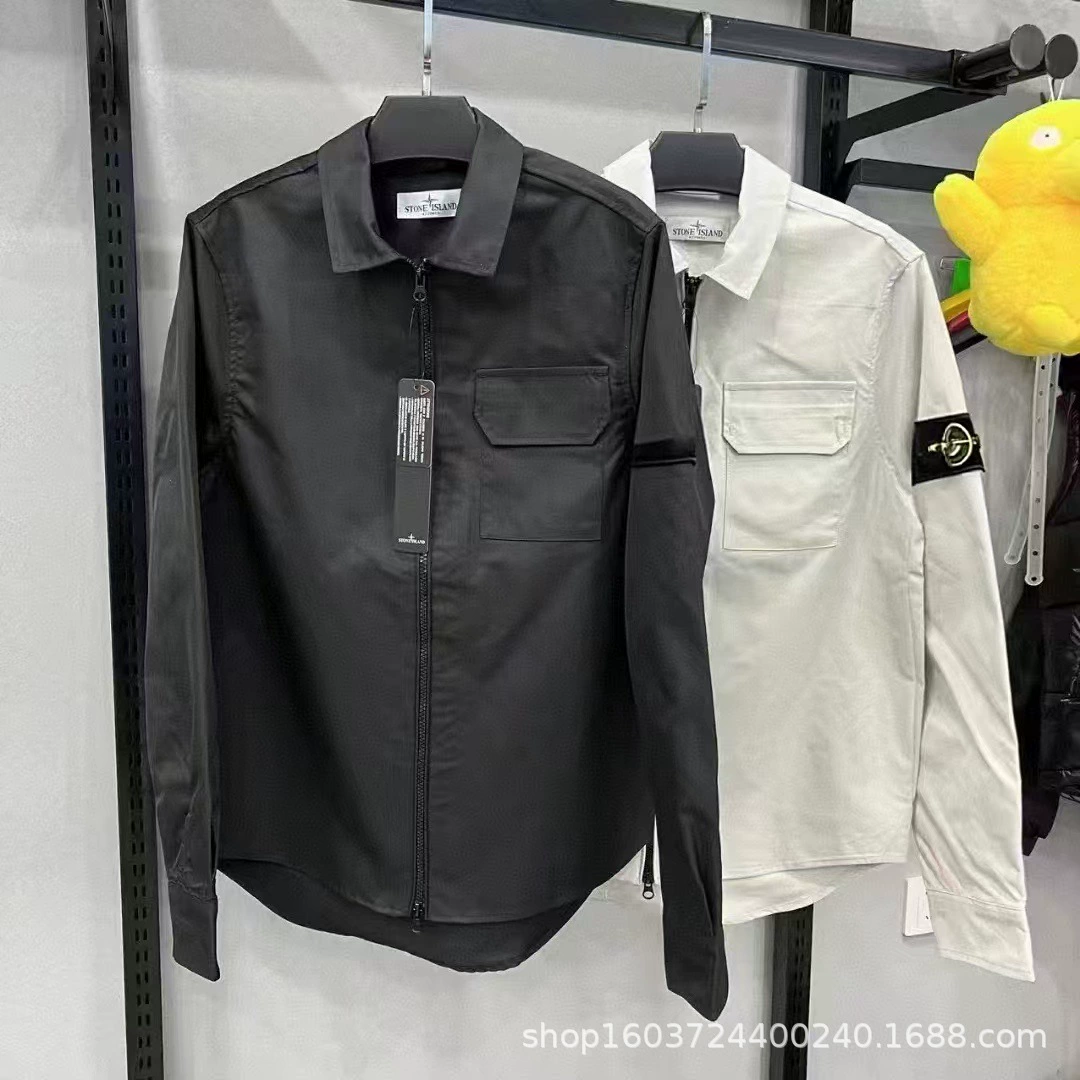 Трансграничная внешняя торговля новая минималистская свободная куртка с каменным островом с отворотом на молнии кардиган рубашка молодежная мужская куртка весна