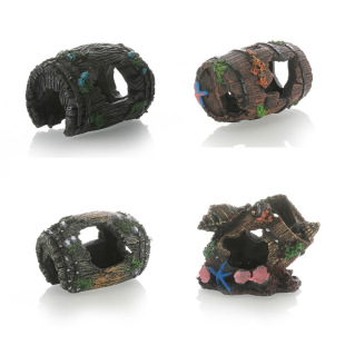 Fish Tank Decoration Landscape Avoiding Bucket Aquarium Landscape Resin Crafts Ornaments Barrel Wreckage