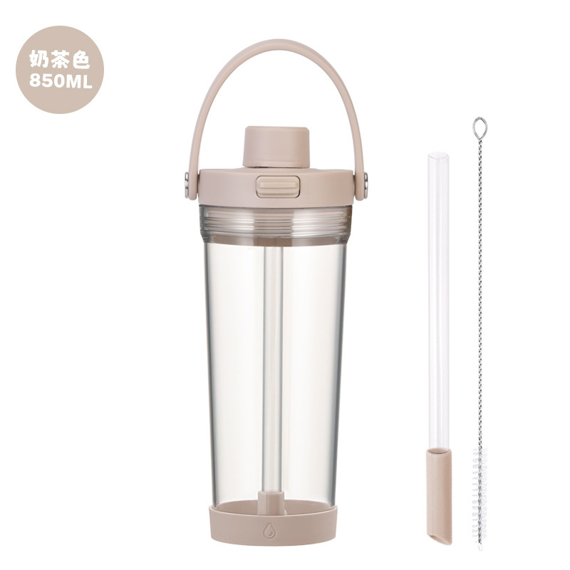 2025新款Tritan吸管杯大孔可吸珍珠奶茶杯便携提手弹跳吸管水杯|undefined