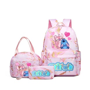 Cross-Border 2024 New Stitch Primary and Secondary School Bag Three-Piece Set Waterproof Backpack Outdoor Travel Printed Backpack