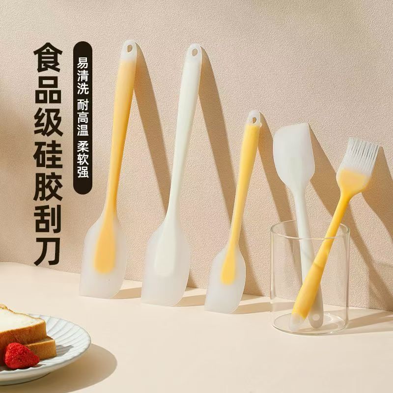 New silicone scraper food grade barbecue oil brush barbecue baking tools household integrated cream spatula wholesale