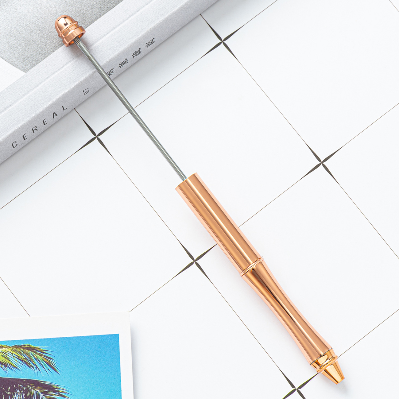 Pluma de cuentas de metal en stock al por mayor creativo con cuentas bolígrafo DIY bolígrafo personalidad metal DIY pluma con cuentas