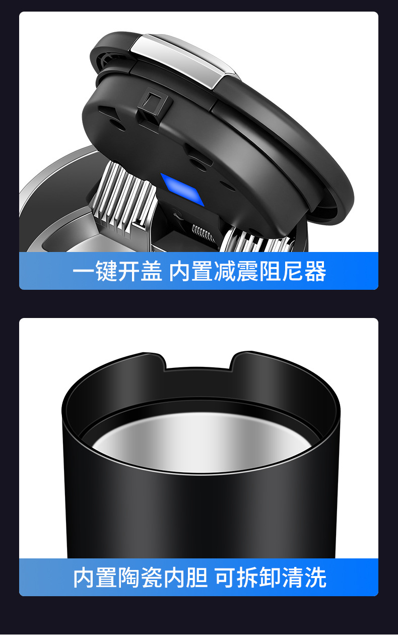 Car Ashtray, High-End, Atmospheric and High-End Ashtray, High-Looking, Large-Capacity Ashtray, One-Click Opening of the Lid