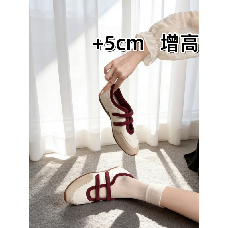 In Stock~ Invisible Height-Increasing 5cm Retro Color-Blocked Velcro Ballet Mary Jane Shoes Casual Shallow-Mouthed Sports Flats for Women In Stock~ Invisible Height-Increasing 5cm Retro Color-Blocked Velcro Ballet Mary Jane Shoes Casual Shallow-Mouthed Sports Flats for Women