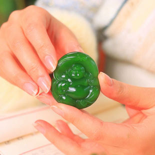 Jin Yu Tang Xinjiang Hetian Yu Lao Keng Ice Bottom Jasper Meat Fine and Oily Handmade Carved Maitreya Buddha