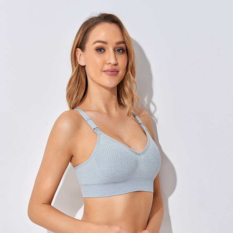 Cross-Border Maternity Bra Without Underwire, Comfortable and Breathable during Breastfeeding, Front-Opening Dual-Use for Nursing, Gathers and Prevents Sagging