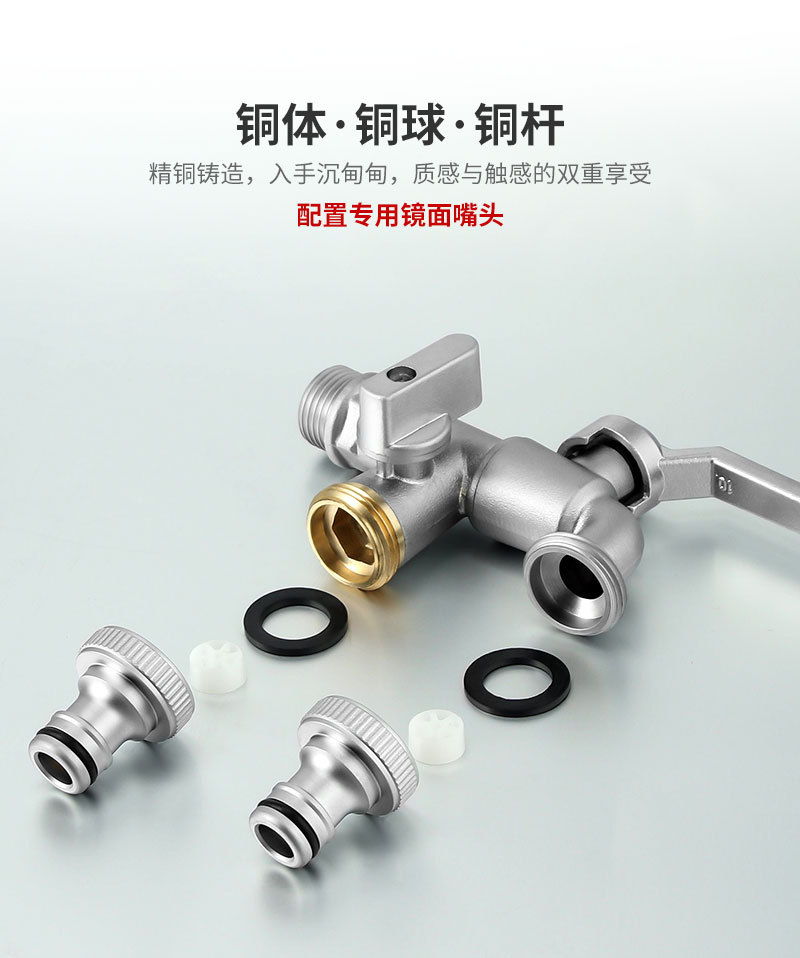 Cross-border exclusive outdoor faucet, pure copper light luxury, one in and two out dual-use tap water anti-freezing American-style faucet wholesale undefined